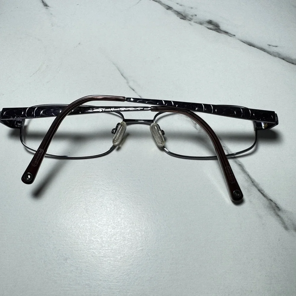 Coach Wendy 129 Gunmetal Rectangular Eyeglass Frames Signature C 51-16-135